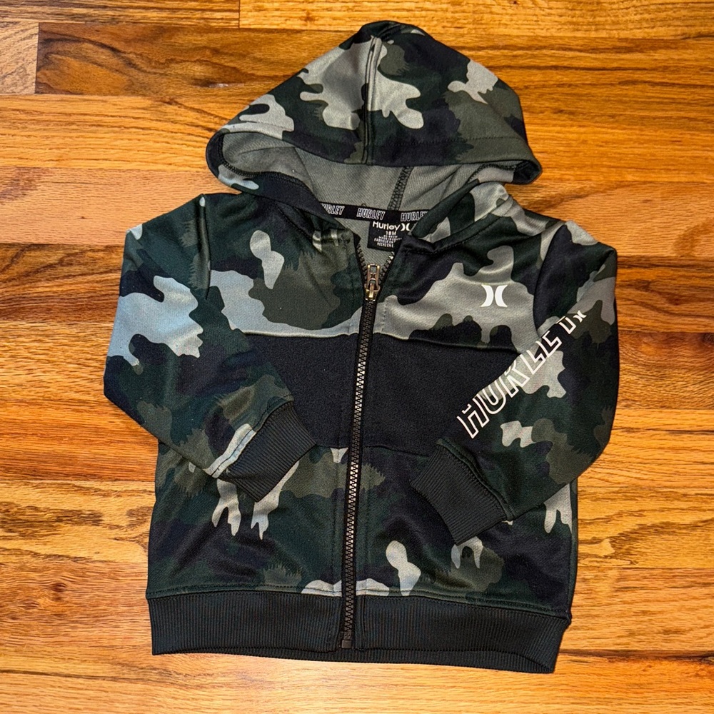 Hurley Kids Camouflage Hoodie - Black and Green